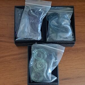 Handmade Glass Spiral Ear Tunnels — Green and Teal